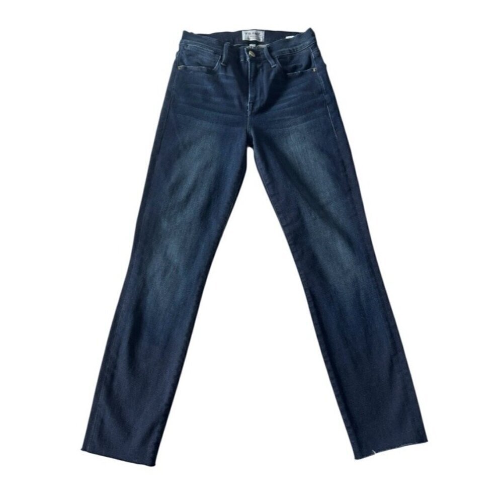 FRAME Denim Womens Sz 26 Le High Skinny Jeans Raw Hems in Swank Wash